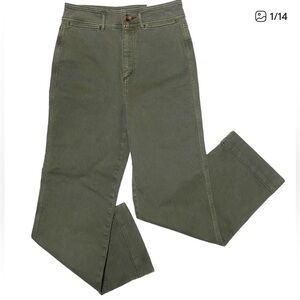 LOFT NWT Women’s Green High Waisted Slim Wide Leg Jeans Sz 26/2